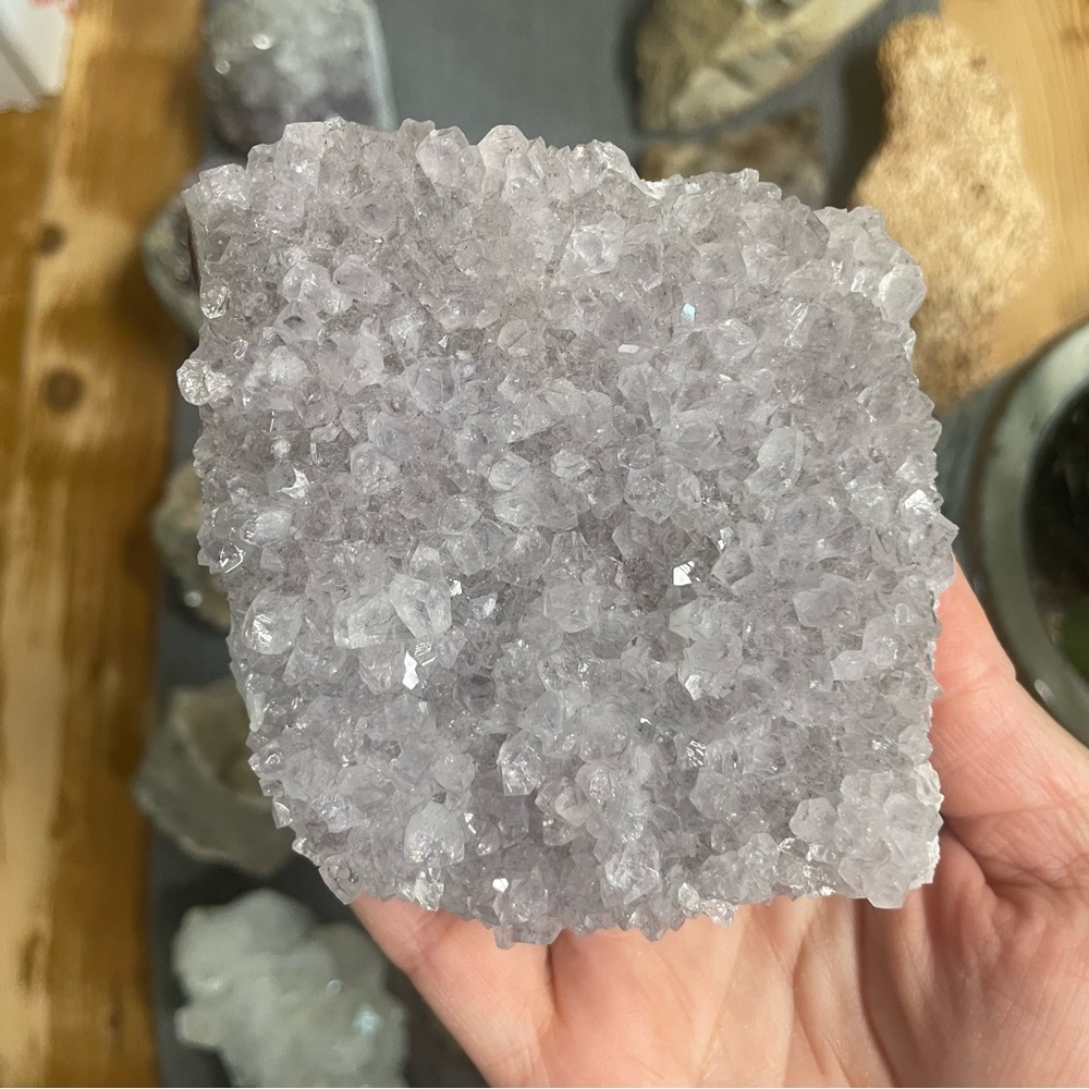 Light Lavender Amethyst Crystal Cluster display plate